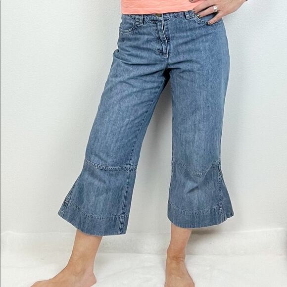 Vintage Garnet Hill Cropped Flare Bell Jeans Fun Funky Retro - Picture 1 of 11
